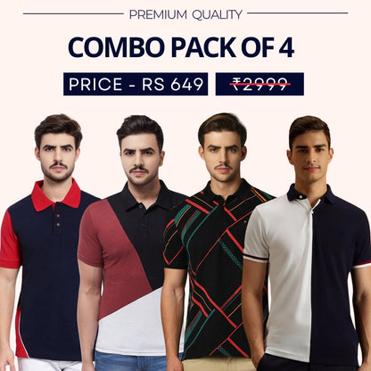 Combo Pack Of 4|Men's Style & Comfort Premium T-Shirts | Half Sleeves