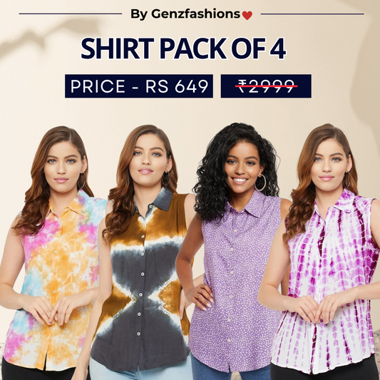 Pack of 4 Premium Sleeveless Shirts | Premium Printed Shirt