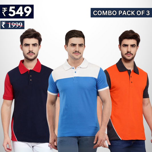 Combo Pack Of 3 | Men's Polo T-Shirts | Stylish & Comfortable