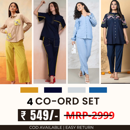 Stylish & Versatile 4 Co-ord Set Combo for Women