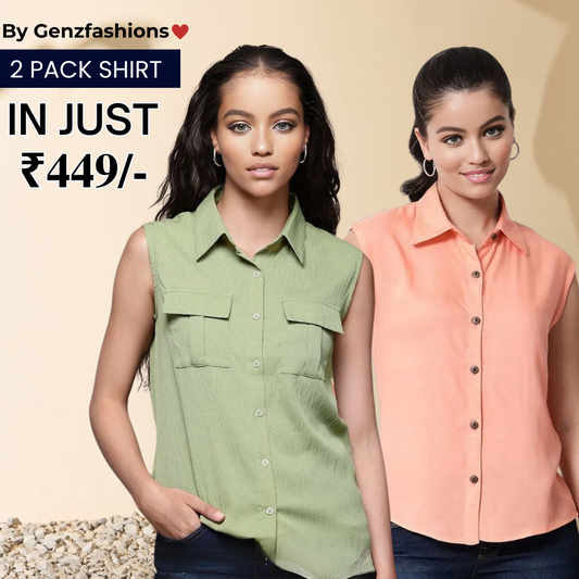 2 Combo Pack Printed Sleeveless Shirts for Every Occasion