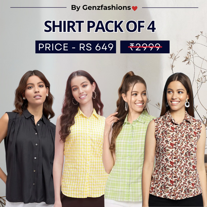 Pack of 4 Premium Sleeveless Shirts | Premium Printed Shirt