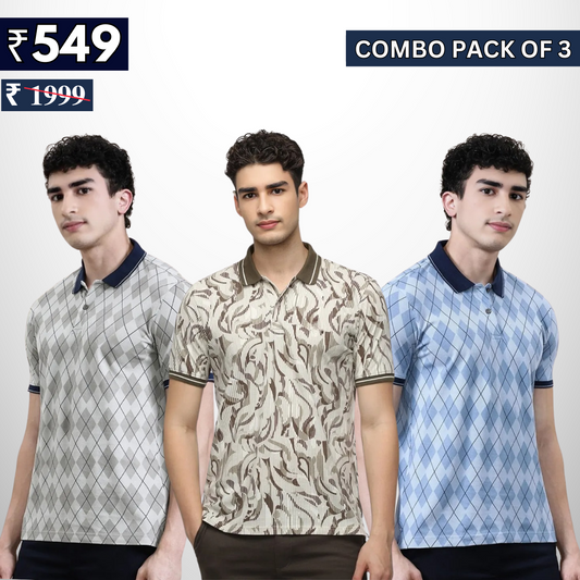 Combo Pack Of 3 | Men's Polo T-Shirts | Stylish & Comfortable