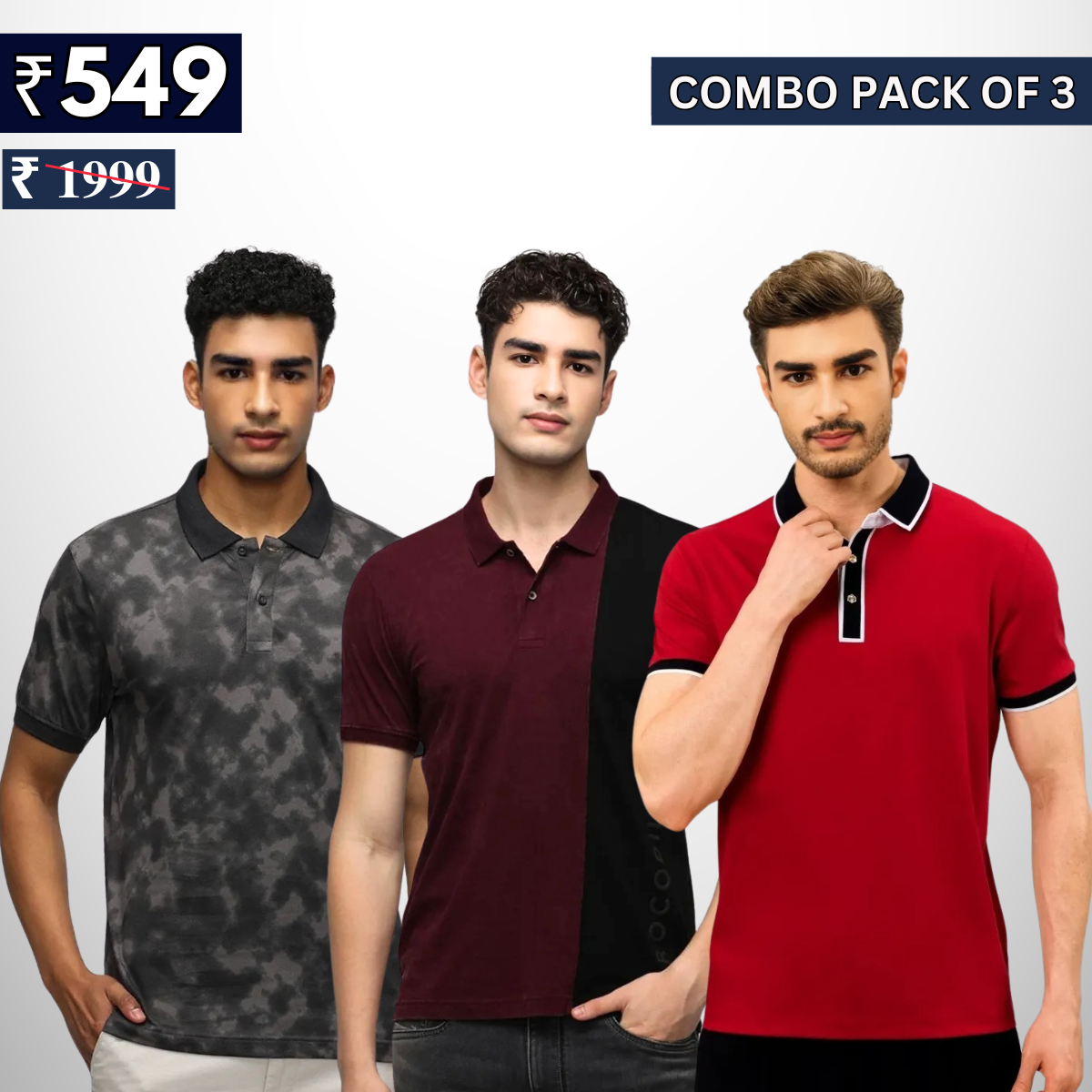 Combo Pack Of 3 | Men's Polo T-Shirts | Stylish & Comfortable