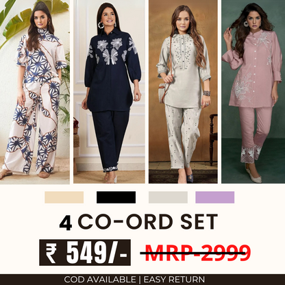 Stylish & Versatile 4 Co-ord Set Combo for Women