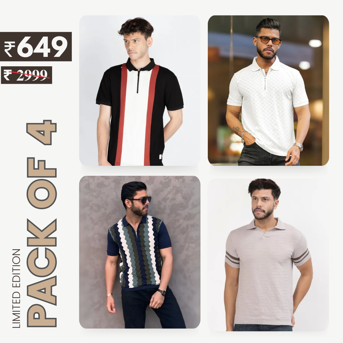 Combo Pack Of 4 | Men's Style & Comfort Premium T-Shirts