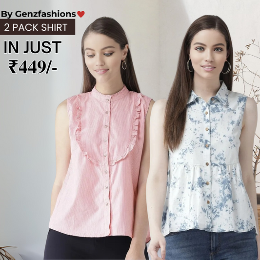 2 Combo Pack Printed Sleeveless Shirts for Every Occasion