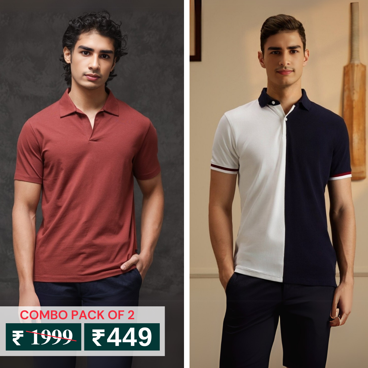 Pack of 2 Polo T- Shirts Classic Comfort : For Every Occasion