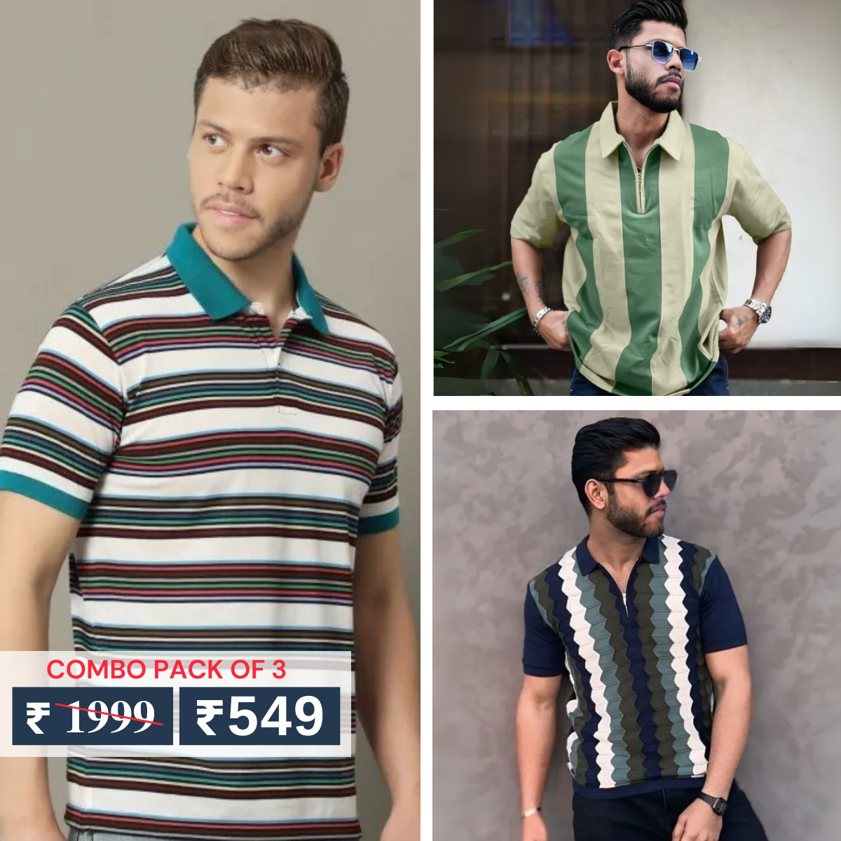 Combo Pack Of 3 | Men's Polo T-Shirts | Stylish & Comfortable