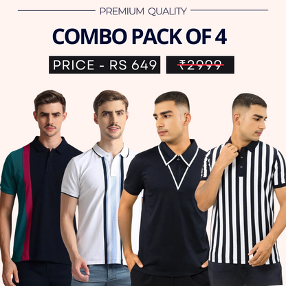 Combo Pack Of 4|Men's Style & Comfort Premium T-Shirts | Half Sleeves