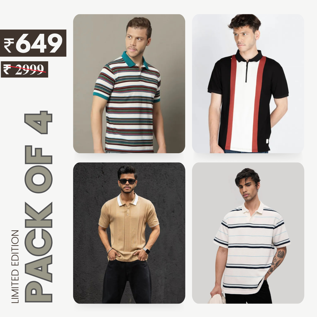 Combo Pack Of 4 | Men's Style & Comfort Premium T-Shirts