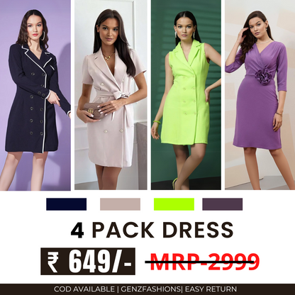Pack of 4 Women’s Dresses: Chic, Trendy, and Timeless