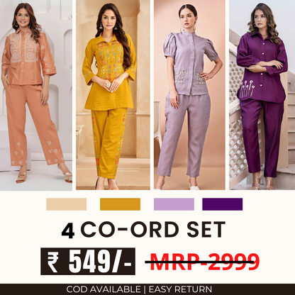Stylish & Versatile 4 Co-ord Set Combo for Women