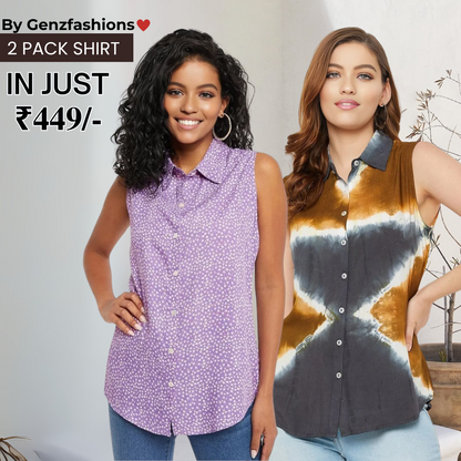 2 Combo Pack Printed Sleeveless Shirts for Every Occasion