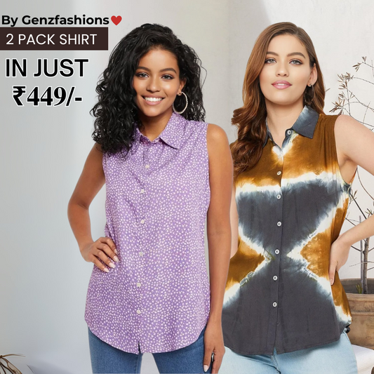 2 Combo Pack Printed Sleeveless Shirts for Every Occasion