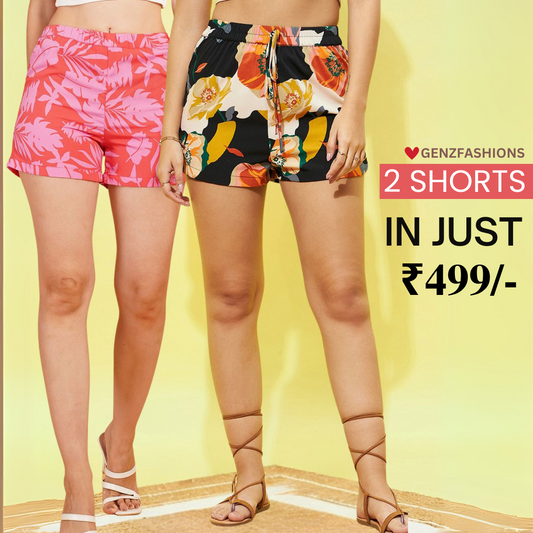 Gorgeous Floral Print Shorts for Women - Regular Fit Cotto