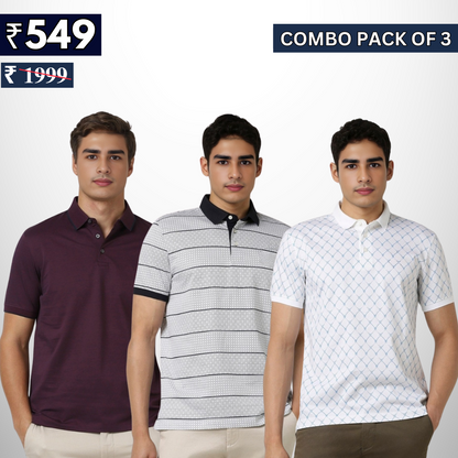 Combo Pack Of 3 | Men's Polo T-Shirts | Stylish & Comfortable