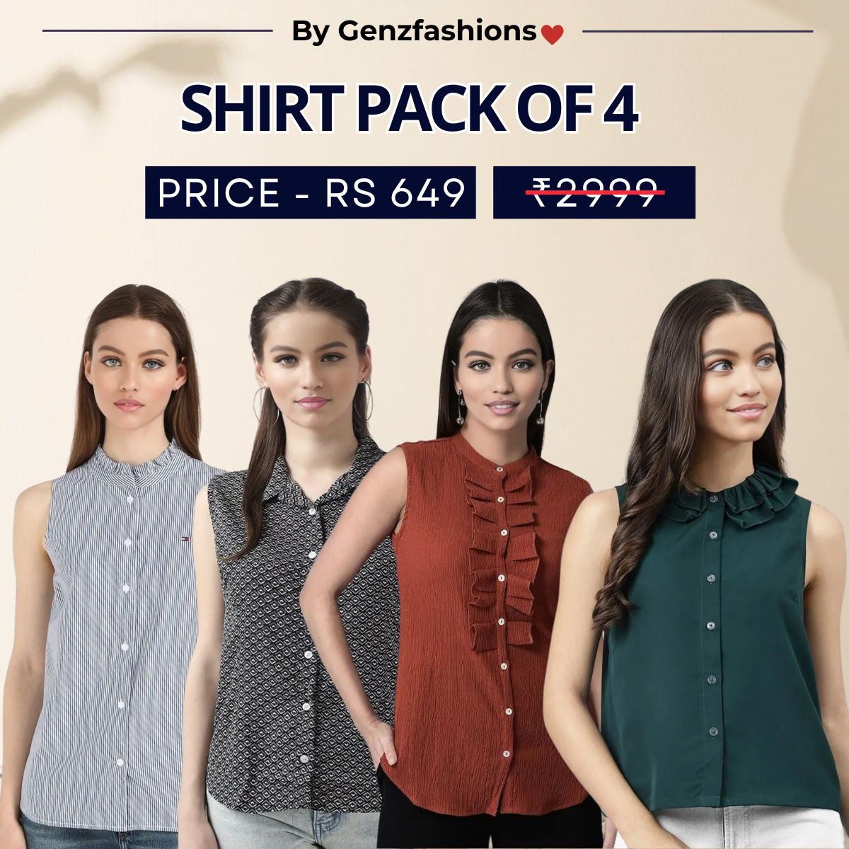 Pack of 4 Premium Sleeveless Shirts | Premium Printed Shirt