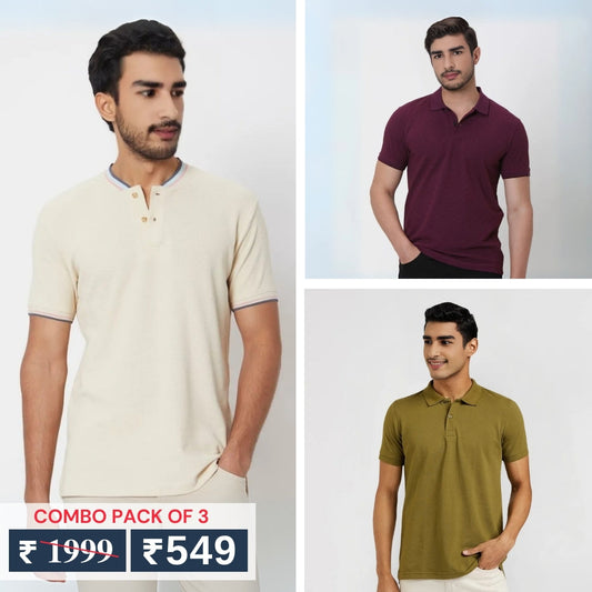 Combo Pack Of 3 | Men's Polo T-Shirts | Stylish & Comfortable