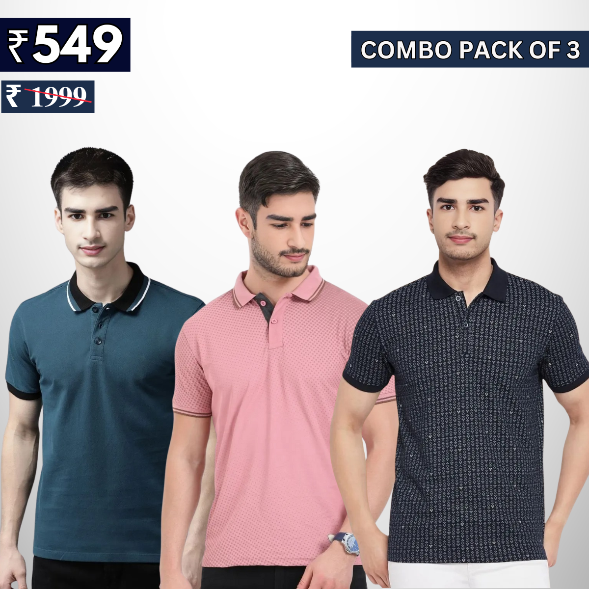 Combo Pack Of 3 | Men's Polo T-Shirts | Stylish & Comfortable