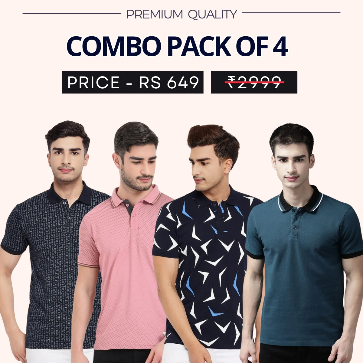 Combo Pack Of 4|Men's Style & Comfort Premium T-Shirts | Half Sleeves