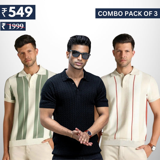 Combo Pack Of 3 | Men's Polo T-Shirts | Stylish & Comfortable