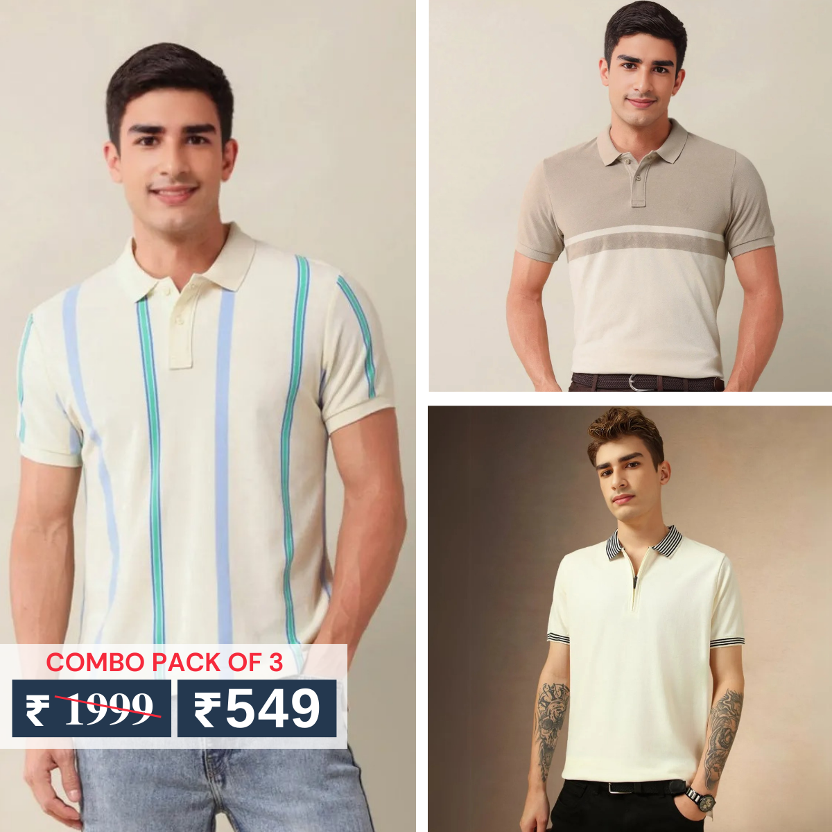 Combo Pack Of 3 | Men's Polo T-Shirts | Stylish & Comfortable