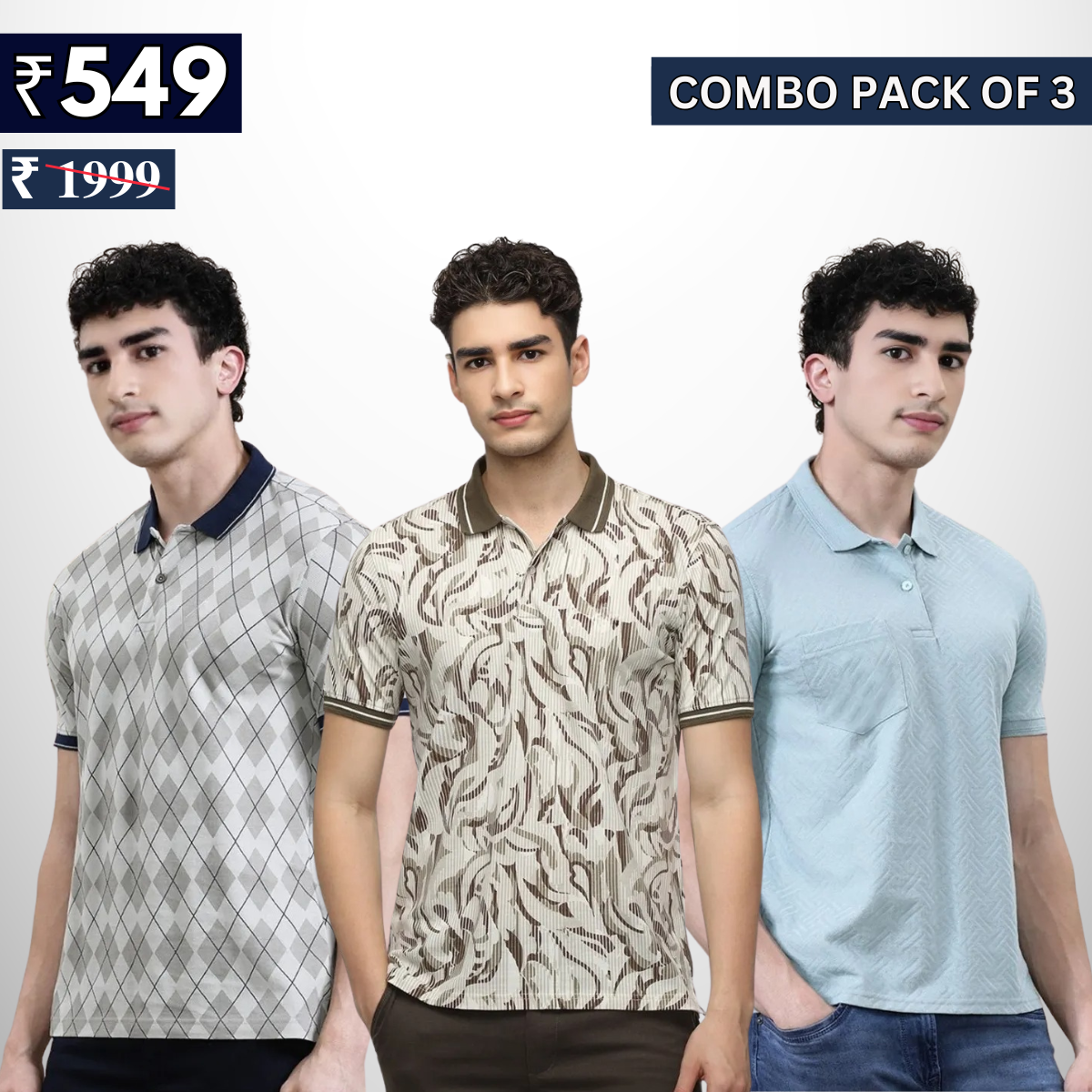 Combo Pack Of 3 | Men's Polo T-Shirts | Stylish & Comfortable