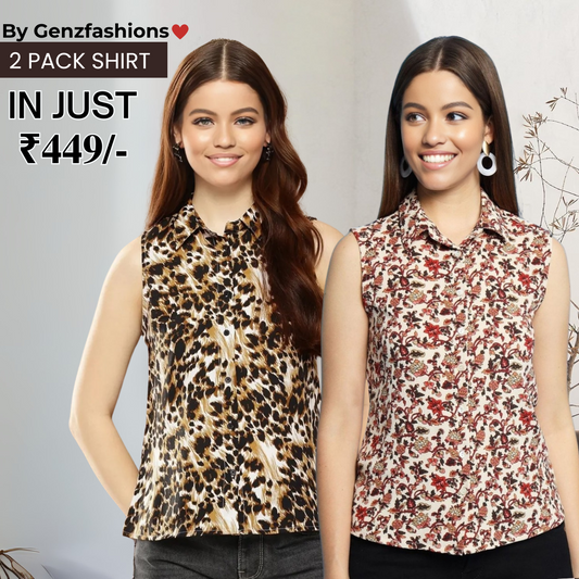 2 Combo Pack Printed Sleeveless Shirts for Every Occasion