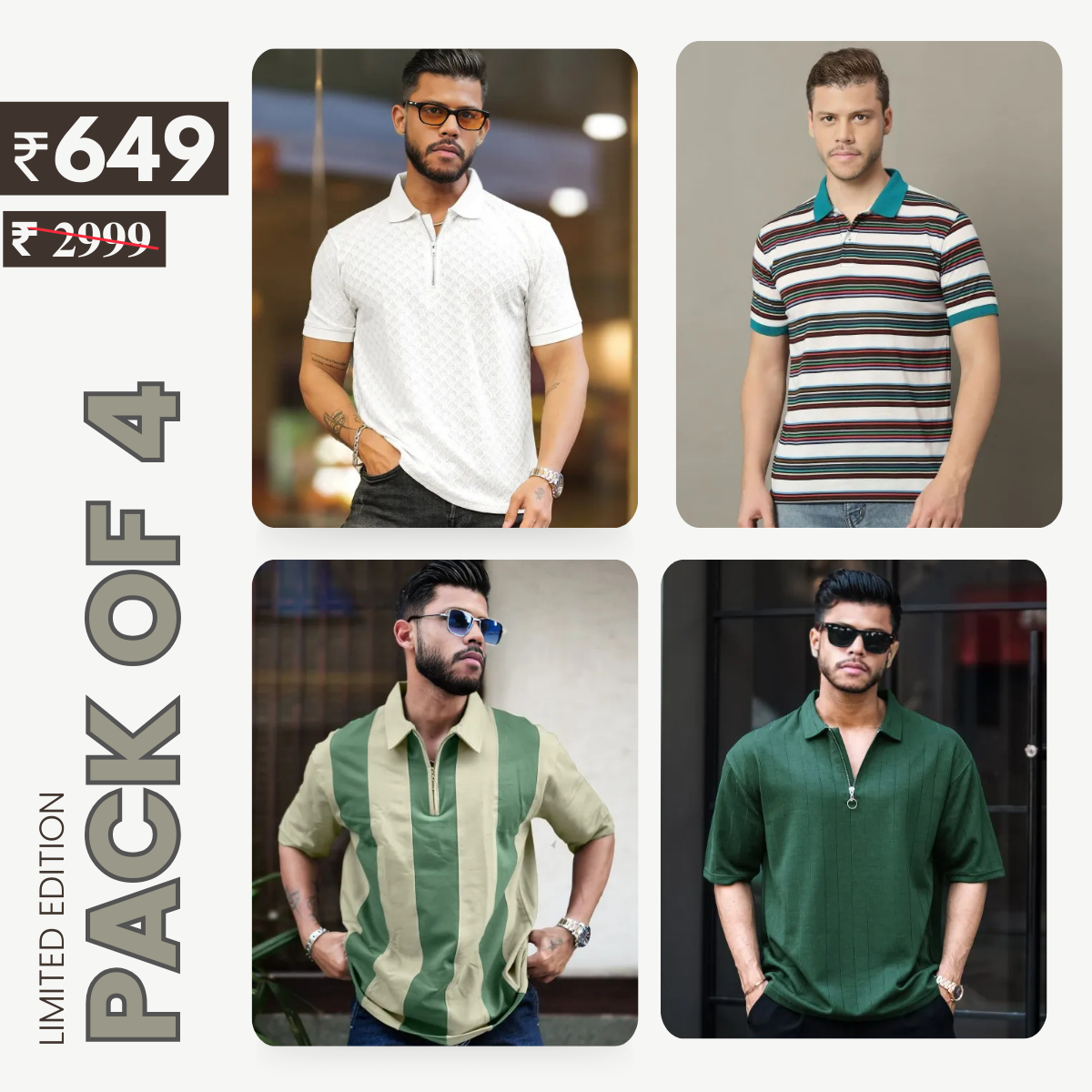 Combo Pack Of 4 | Men's Style & Comfort Premium T-Shirts