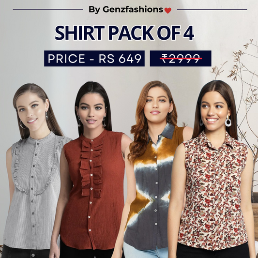 Pack of 4 Premium Sleeveless Shirts | Premium Printed Shirt