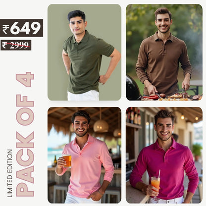 Combo Pack Of 4 | Men's Style & Comfort Premium T-Shirts