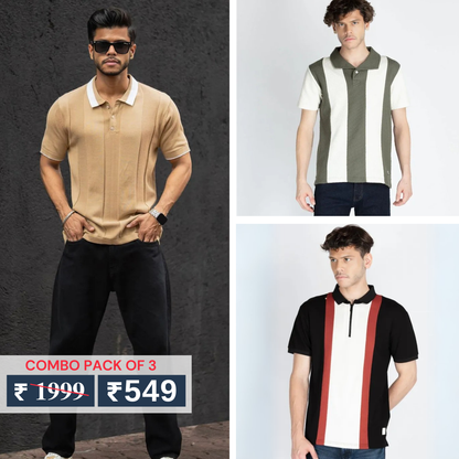 Combo Pack Of 3 | Men's Polo T-Shirts | Stylish & Comfortable