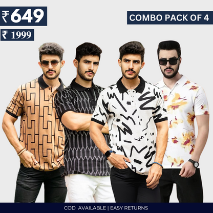 Combo Pack Of 4|Men's Style & Comfort Premium T-Shirts | Half Sleeves