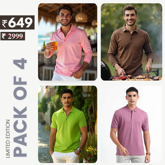 Combo Pack Of 4 | Men's Style & Comfort Premium T-Shirts