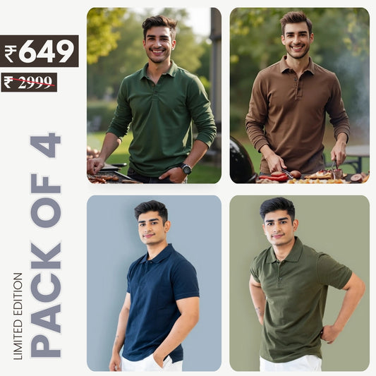 Combo Pack Of 4 | Men's Style & Comfort Premium T-Shirts