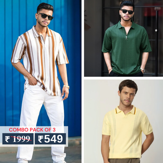 Combo Pack Of 3 | Men's Polo T-Shirts | Stylish & Comfortable