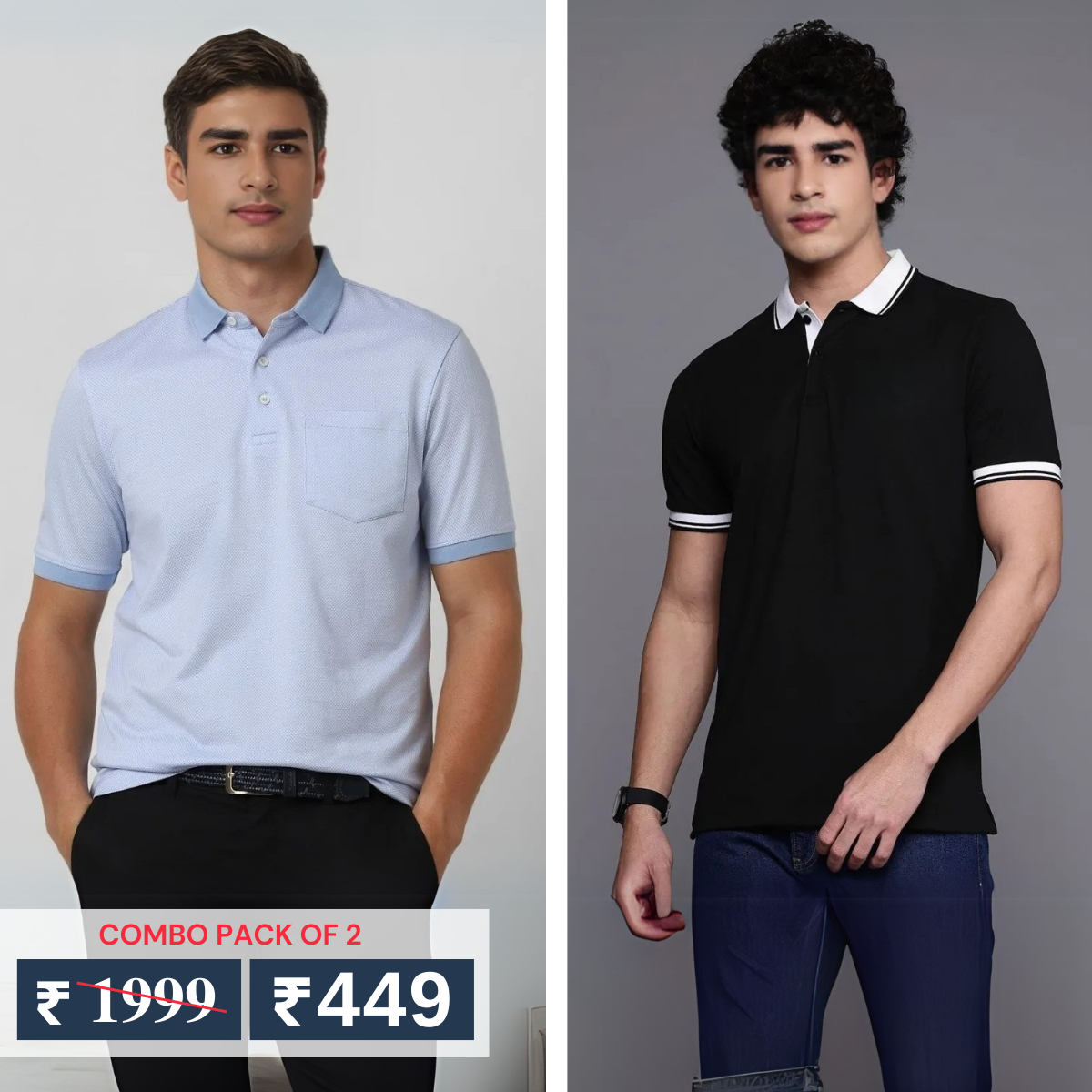 Pack of 2 polo T- Shirts Classic Comfort : For Every Occasion