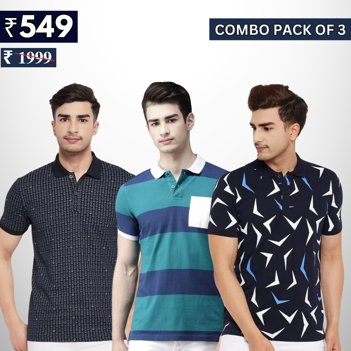 Combo Pack Of 3 | Men's Polo T-Shirts | Stylish & Comfortable