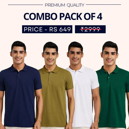 Combo Pack Of 4|Men's Style & Comfort Premium T-Shirts | Half Sleeves