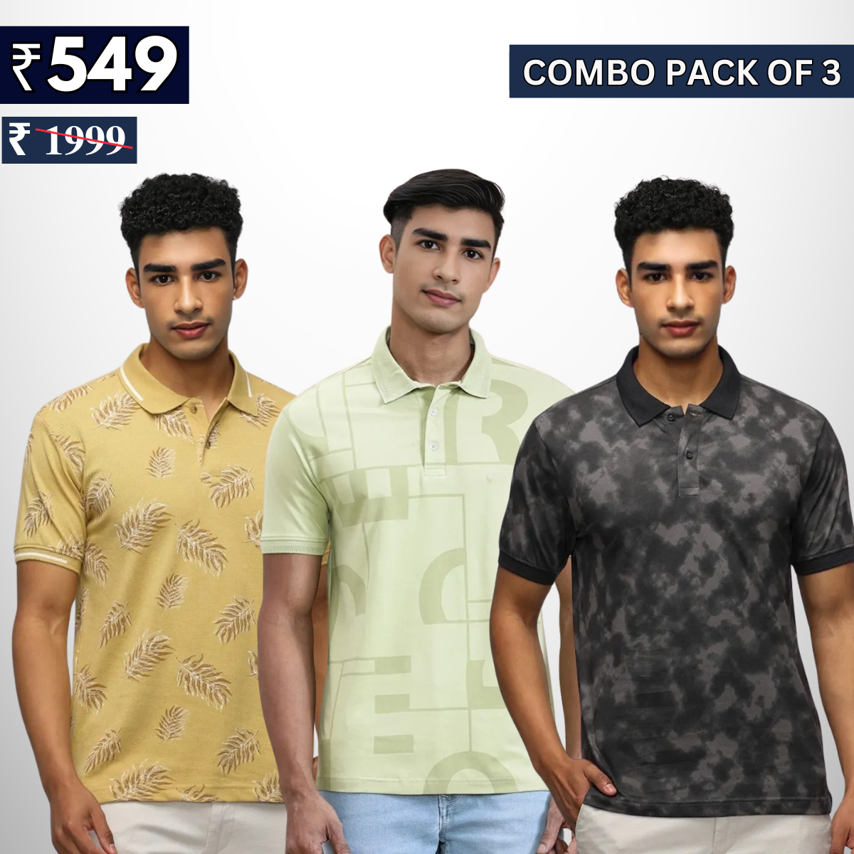 Combo Pack Of 3 | Men's Polo T-Shirts | Stylish & Comfortable