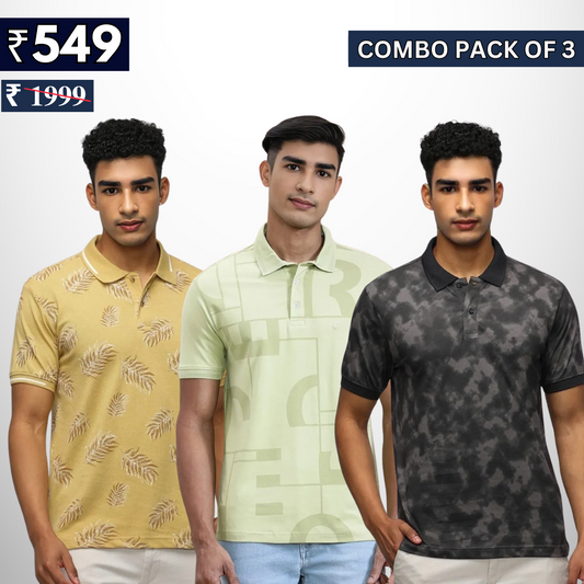 Combo Pack Of 3 | Men's Polo T-Shirts | Stylish & Comfortable