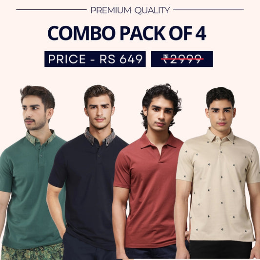 Combo Pack Of 4|Men's Style & Comfort Premium T-Shirts | Half Sleeves