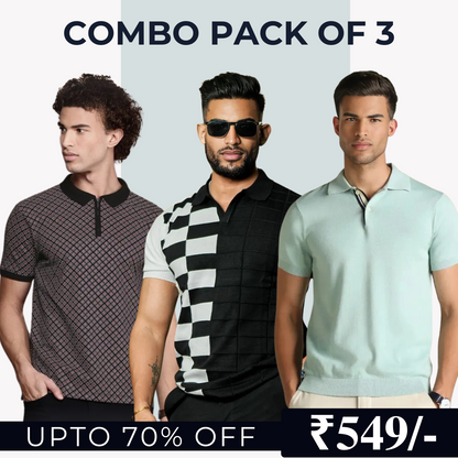 Combo Pack Of 3 | Men's Polo T-Shirts | Stylish & Comfortable