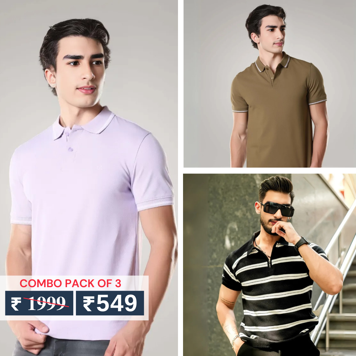 Combo Pack Of 3 | Men's Polo T-Shirts | Stylish & Comfortable