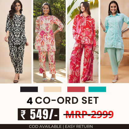 Stylish & Versatile 4 Co-ord Set Combo for Women
