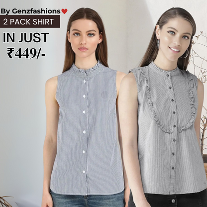 2 Combo Pack Printed Sleeveless Shirts for Every Occasion