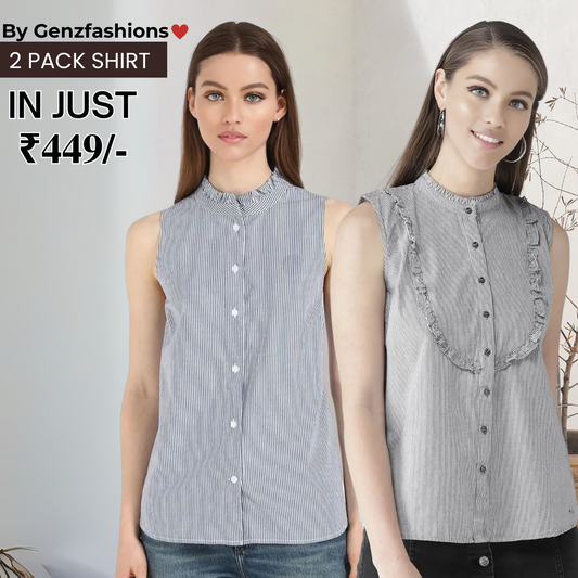 2 Combo Pack Printed Sleeveless Shirts for Every Occasion
