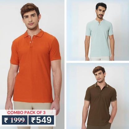 Combo Pack Of 3 | Men's Polo T-Shirts | Stylish & Comfortable