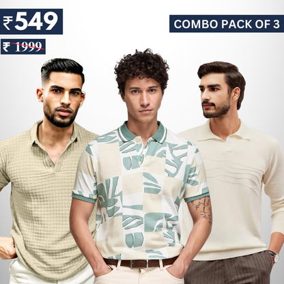 Combo Pack Of 3 | Men's Polo T-Shirts | Stylish & Comfortable